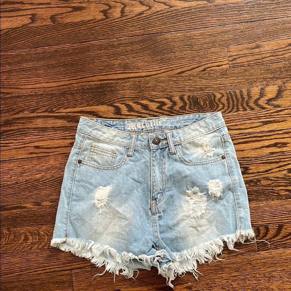 Machine Blue Distressed Jean Shorts